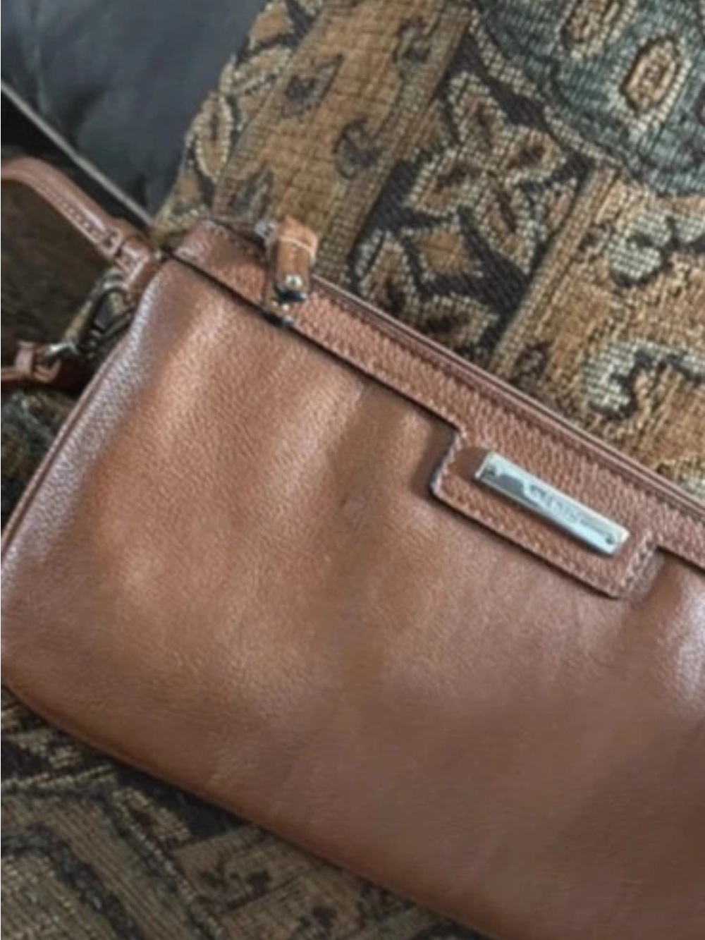 Nine West Tan Leather Crossbody Wristlet